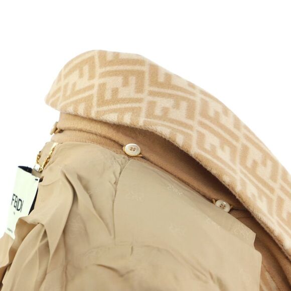 Fendi Women's Collared Wrap Coat Wool Blend Neutral - Picture 5 of 5